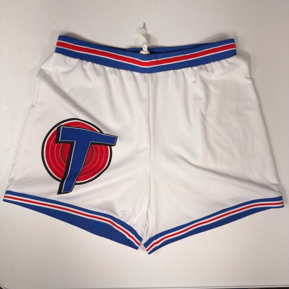 Space Jam Tune Squad Mesh Basketball Shorts White Vintage Style Men's Large